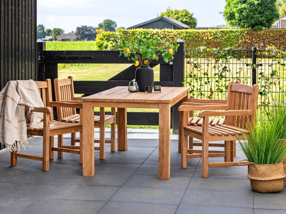 Tuintafel teak 300 × 100 cm solide rustiek
