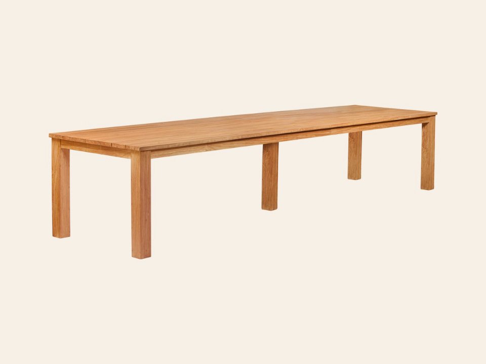 Tuintafel teak 400 × 100 cm solide rustiek