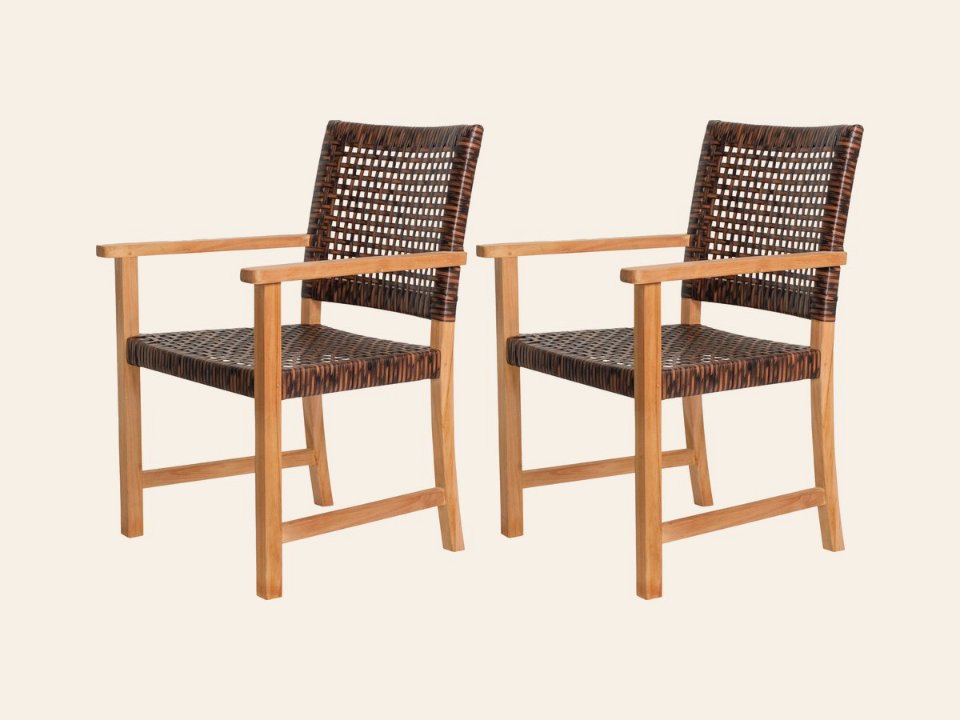Teak tuinstoel Madiun (set van 2 stoelen)