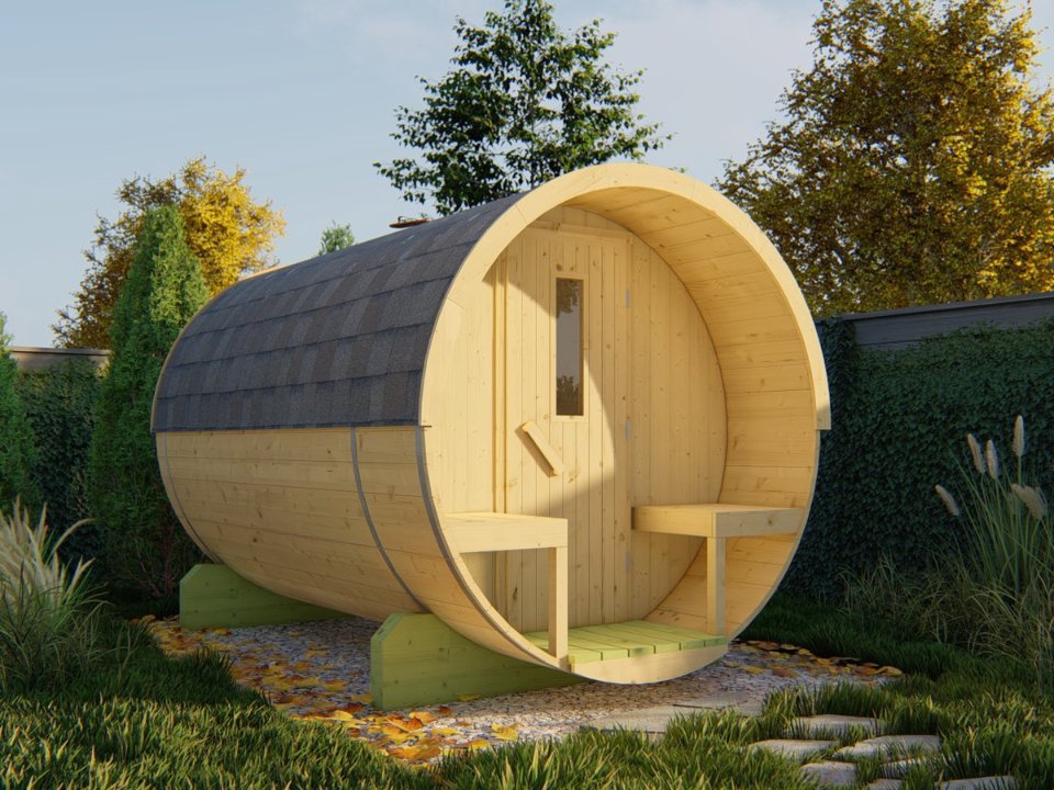 Saunabarrel, Ø205 × 300 cm, 38 mm, onbehandeld vuren