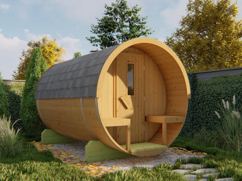 Saunabarrel, Ø205 × 300 cm, 42 mm, Thermowood