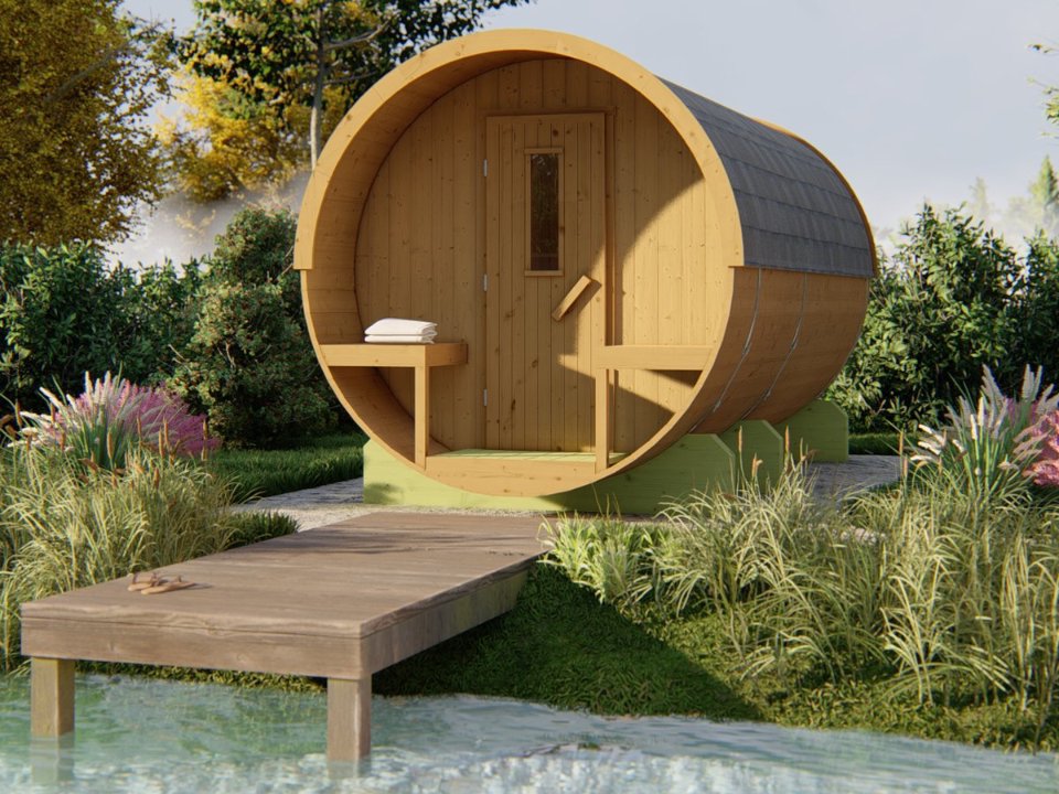 Saunabarrel, Ø205 × 400 cm, 42 mm, Thermowood