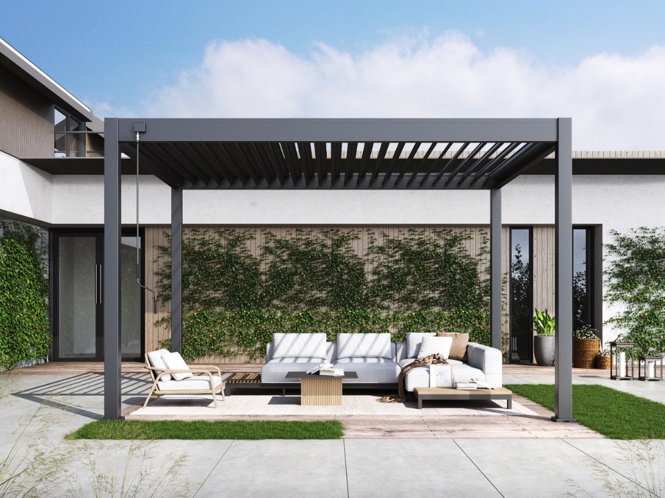 Tuindeco Advance line vrijstaande aluminium overkapping 300 × 400 × 255 cm antraciet