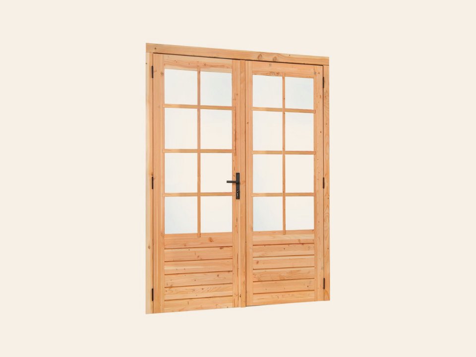 Douglas dubbele glas deur dubbelglas 8-ruits B2050xH2150mm buitenmaat, linksdraaiend