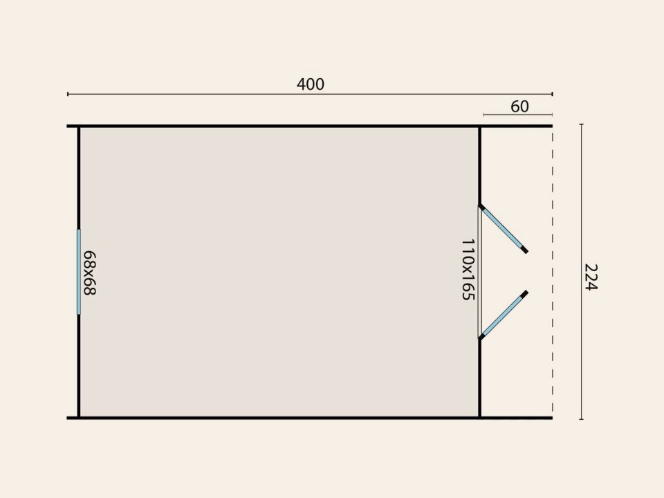 Camping POD 400, 28 mm, vuren onbehandeld