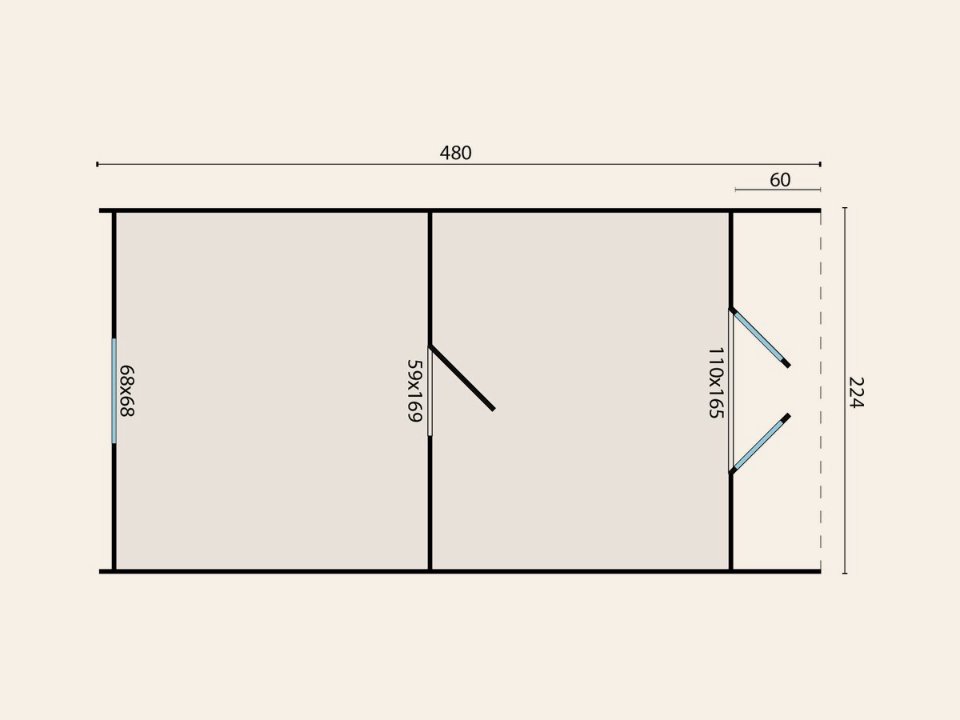 Camping POD 480, 28 mm, vuren onbehandeld