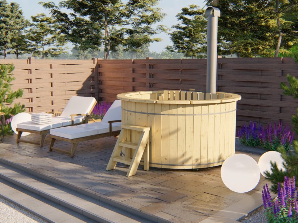 Hottub met interne RVS kachel ø200 cm onbehandeld vuren
