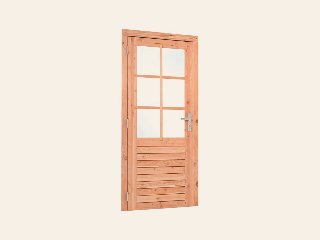 Red Class Wood enkele glas deur, 6-ruits LD Enkele glasdeur B1000 x H2050 mm buitenmaat (rvs beslagset)