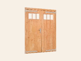 Douglas dubbele klampdeur met raam B1850xH2050mm buitenmaat, linksdraaiend (rvs / verzinkt beslagset)