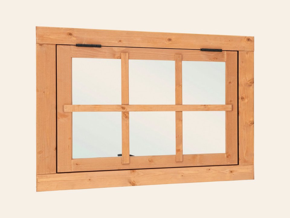 Douglas uitzetraam 6-ruits B900xH700mm (buitenwerkse maat) incl. 2 soorten roedes raambeslag, tochtrubber