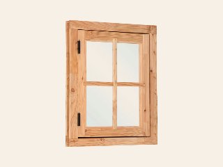 Douglas draairaam dubbelglas buitenmaat B90 x H105 cm onbehandeld, 4-ruits, linksdraaiend, afsluitbaar met raamkruk met beslag