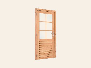 Douglas enkele glas deur 6-ruits B1000xH2050mm buitenmaat, linksdraaiend (rvs beslagset)