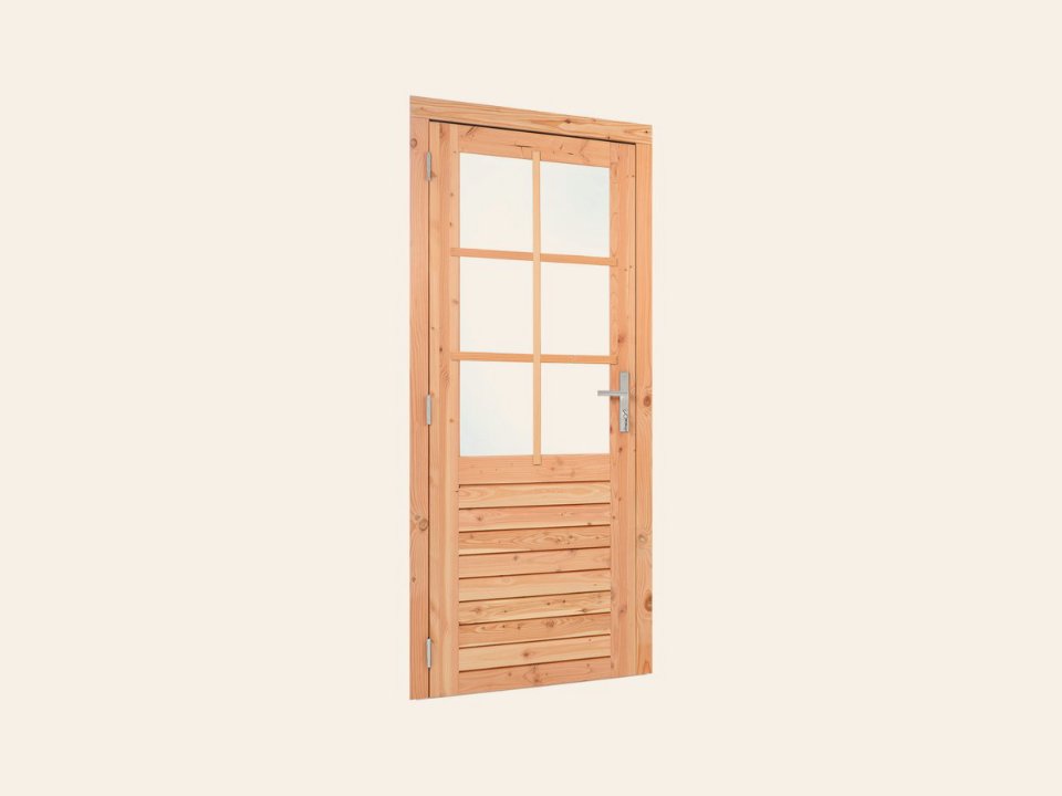 Douglas enkele glas deur 6-ruits B1000xH2050mm buitenmaat, linksdraaiend (rvs beslagset)