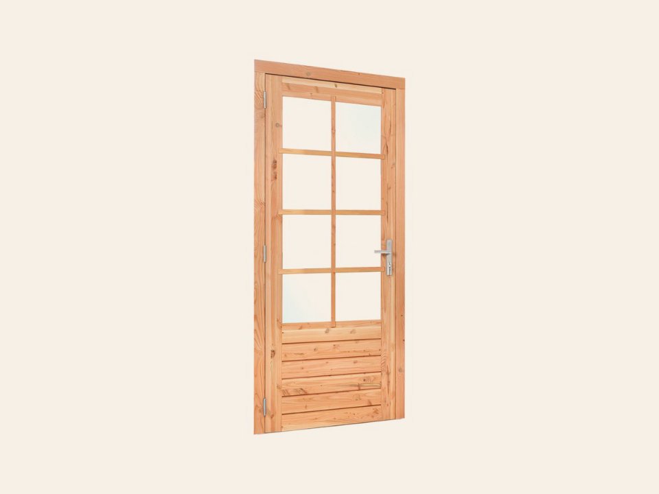 Douglas enkele glas deur dubbelglas 8-ruits B1100xH2150mm buitenmaat, linksdraaiend (rvs beslagset)