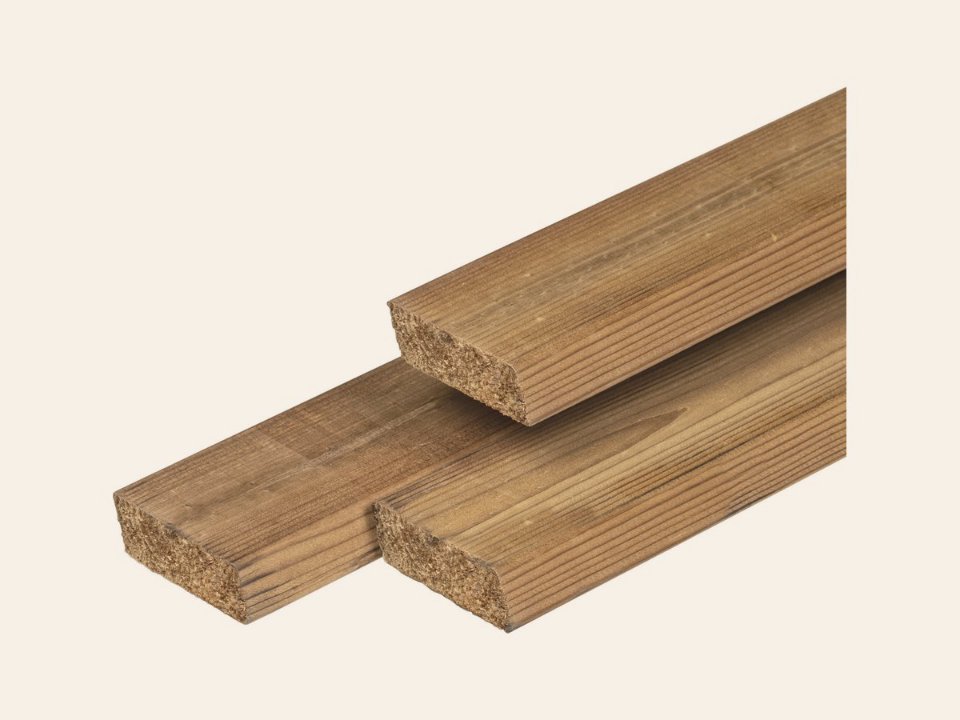 Thermoline NE vuren rhombus profiel 2,0 × 6,7 × 360 cm, gedroogd, thermisch gemodificeerd, geschaafd
