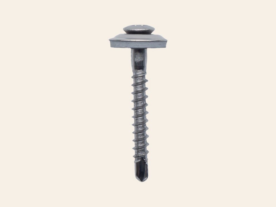 Daktrimschroef RVS A2 4,5 × 40 mm, boorpunt, EPDM Ring 15 mm (Doos 50 stuks)