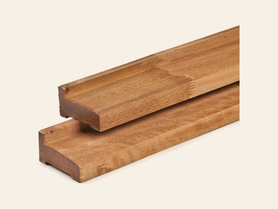Bangkirai hardhout afwateringsbalk 4,5 × 9,0 × 300 cm kunstmatig gedroogd, geschaafd
