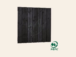 Tuinscherm zwart geïmpregneerd douglas 15-planks 180 x 180 cm