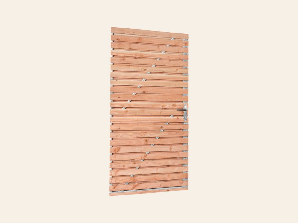 Tuindeur douglas geschaafd, Villach 100 × 200 cm met RVS inbouwslotset