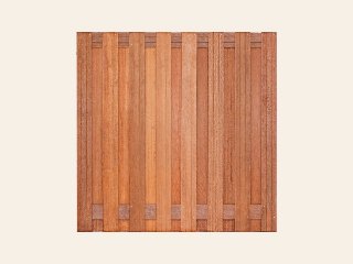 Tuinscherm Kampen, keruing hardhout, RVS-geschroefd, 17-planks (15+2) 180 × 180 cm