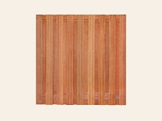 Tuinscherm Harlingen, keruing hardhout, RVS-geschroefd, 19-planks (17+2) 180 × 180 cm
