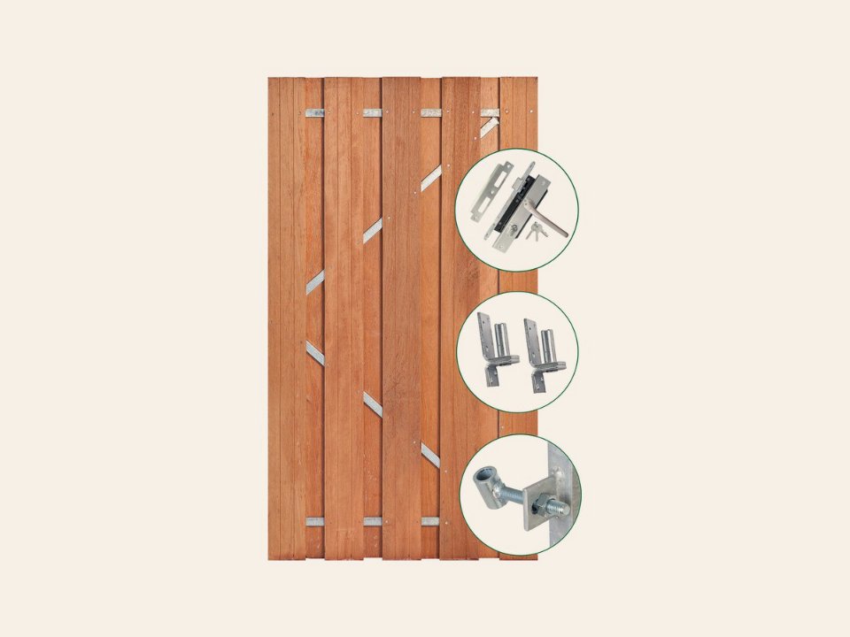 Tuindeur Solide keruing hardhout, 9-planks 180 × 100 cm