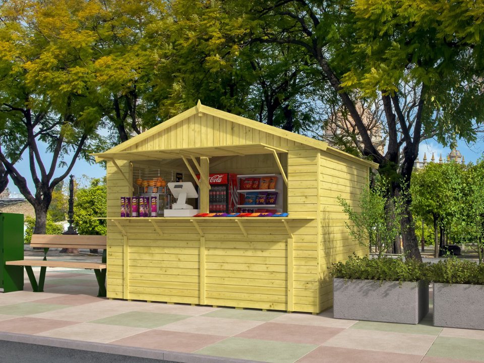 Kiosk Santa, 16 mm, vuren groen geïmpregneerd, 308 × 243 cm, incl. vloer