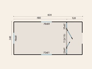 Circuswagen Johnny, 19 mm, vuren onbehandeld, 600 × 240 cm, excl. onderstel