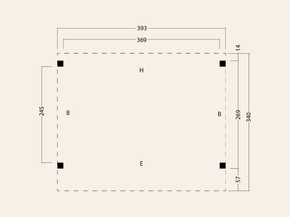 Kapschuur Economy basispakket Red Class Wood 400 × 300 cm