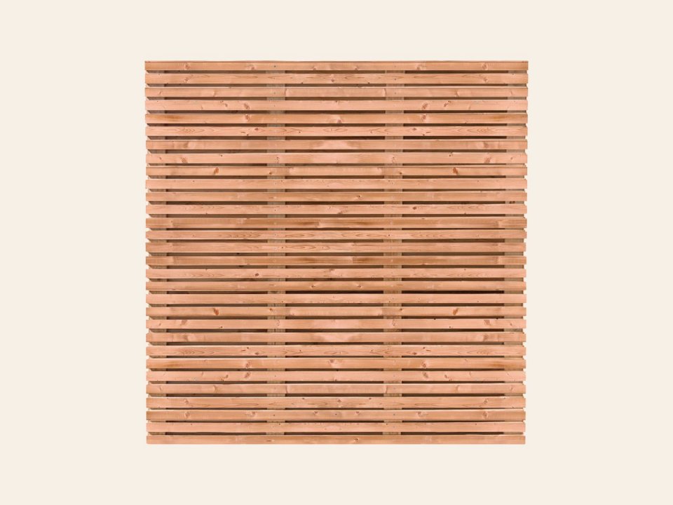 Tuinscherm Fez, Red Class Wood geïmpregneerd vuren, RVS-geschroefd, dubbelzijdig bekleed, 63-planks (59+4) 180 × 180 cm