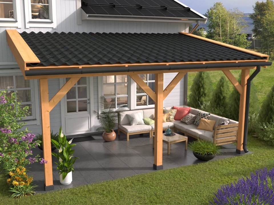 Veranda basispakket 400 × 300 cm geschaafd douglas