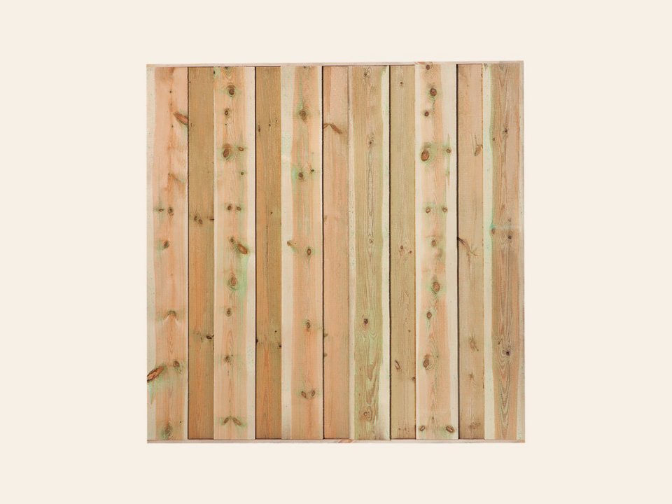 Tuinscherm Twente, groen geïmpregneerd grenen, RVS-geschroefd, 11-planks 180 × 180 cm