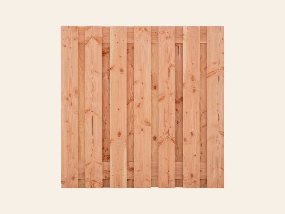 Tuinscherm Meckelenburg, douglas, RVS-geschroefd, 15-planks (13+2) 180 × 180 cm