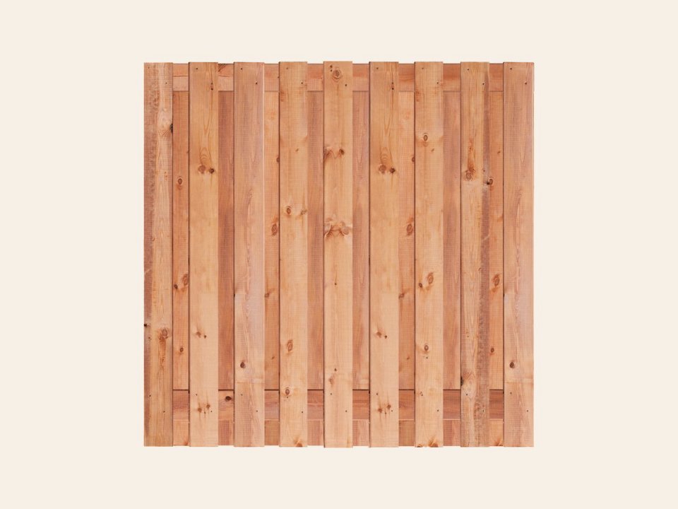 Tuinscherm Tanger, Red Class Wood geïmpregneerd vuren, RVS-geschroefd, 19-planks (17+2) 180 × 180 cm