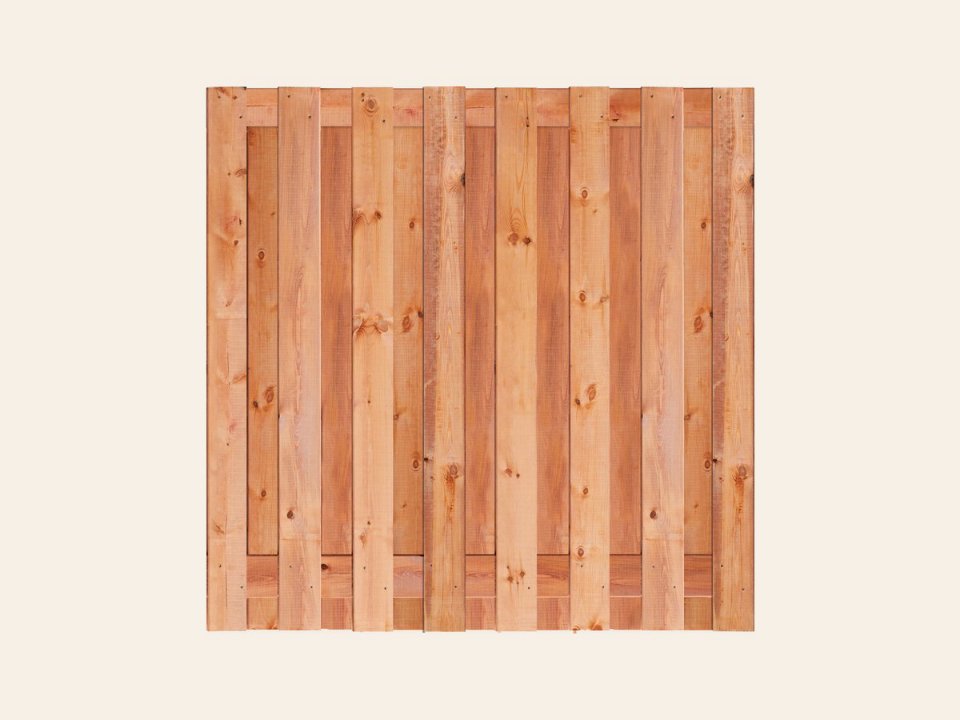 Tuinscherm Marrakesh, Red Class Wood geïmpregneerd vuren, RVS-geschroefd, 17-planks (15+2) 180 × 180 cm