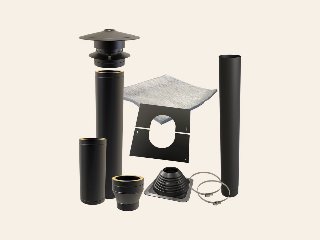 Rookgasafvoer voor saunakachel zwart gepoedercoat RVS316
