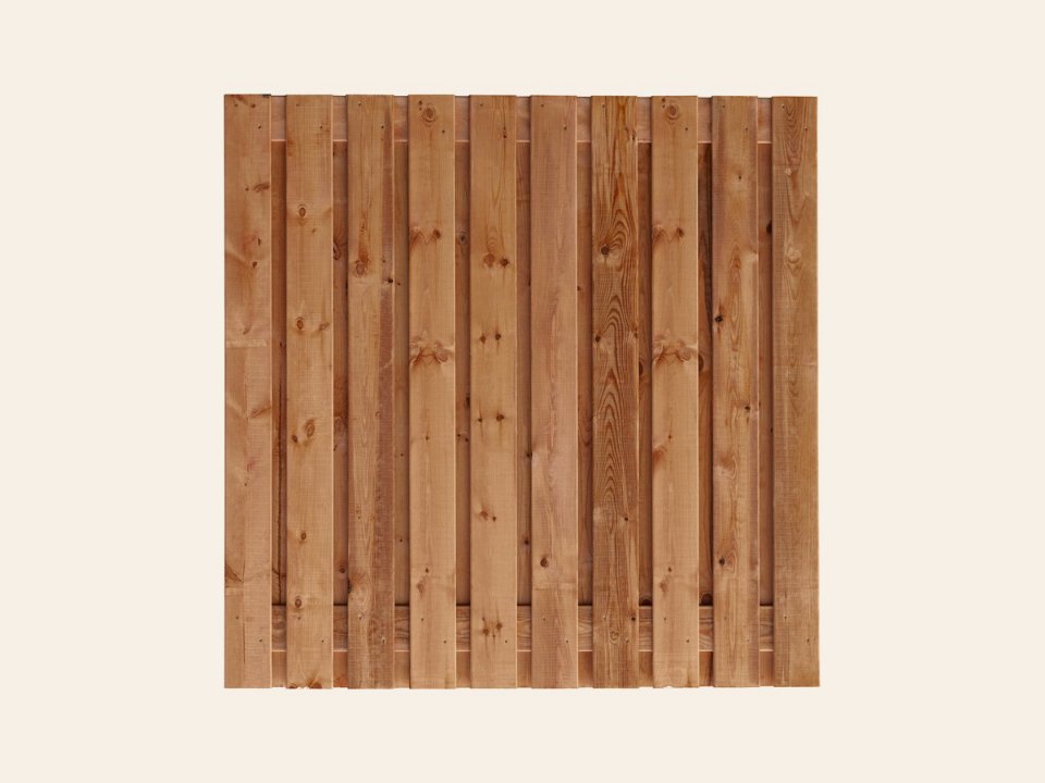 Tuinscherm Zürich, bruin geïmpregneerd grenen, RVS-geschroefd, 21-planks (19+2) 180 × 180 cm
