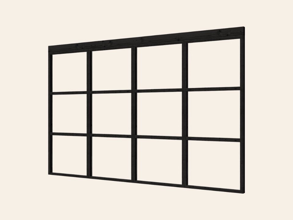 Complete set steellook glaswand zwart 330,4 × 224 cm