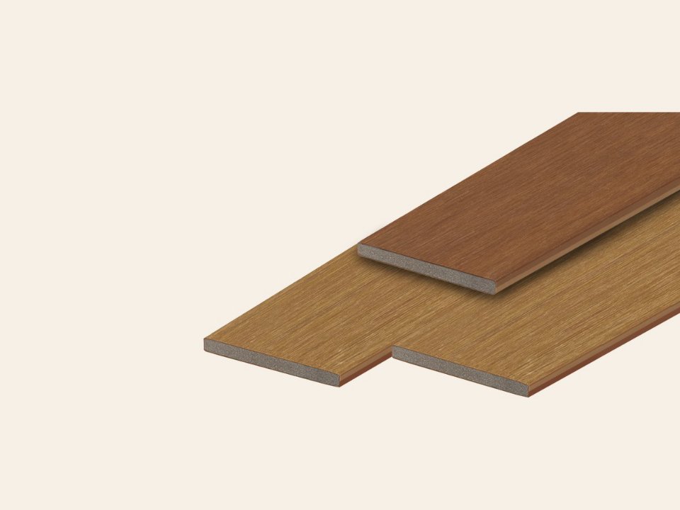 PuraTerra composiet eindplank 1,2 × 15,0 × 300 cm, teak, tweekleurig