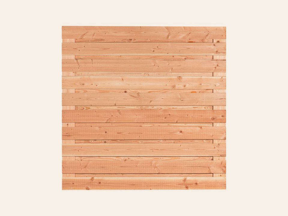 Tuinscherm Jasmund, douglas, RVS-geschroefd, horizontaal, 21-planks (19+2) 180 × 180 cm