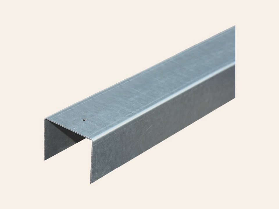 U profiel staal t.b.v. betonpaal vecht (oplossing hoek of t-paal) 228 × 4,1 × 2,2 cm