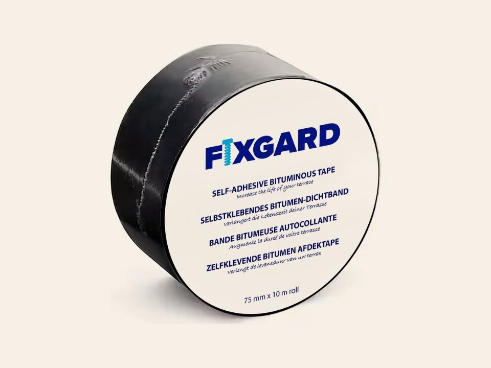 FixGard bitumen afdektape voor houten onderliggers 7,5 × 1000 cm
