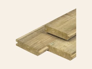 Grenen damwand 4,0 × 17,0 × 300 cm, groen geïmpregneerd, geschaafd