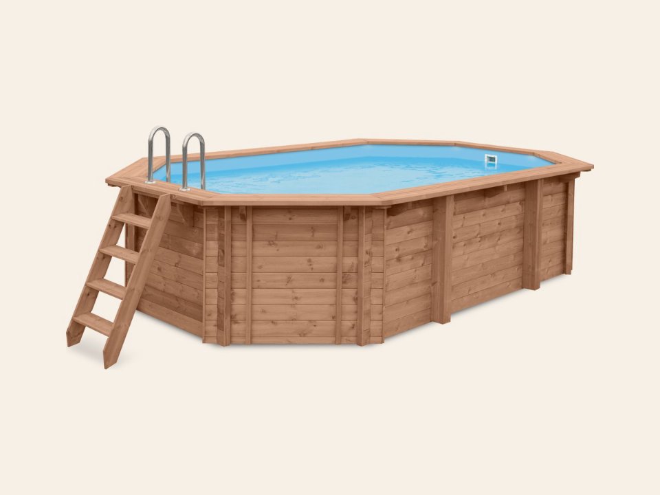 Luxe houten zwembad Daaibooi Beach 563 × 352 × 122 cm