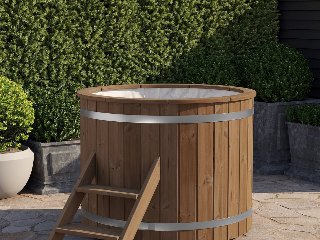 Koudwaterbad Ø120 cm, thermisch gemodificeerd vuren