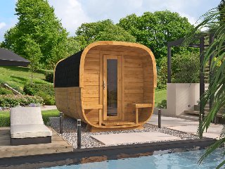 Sauna cube Rovaniemi 390 cm, 42 mm, Thermowood, met panorama raam