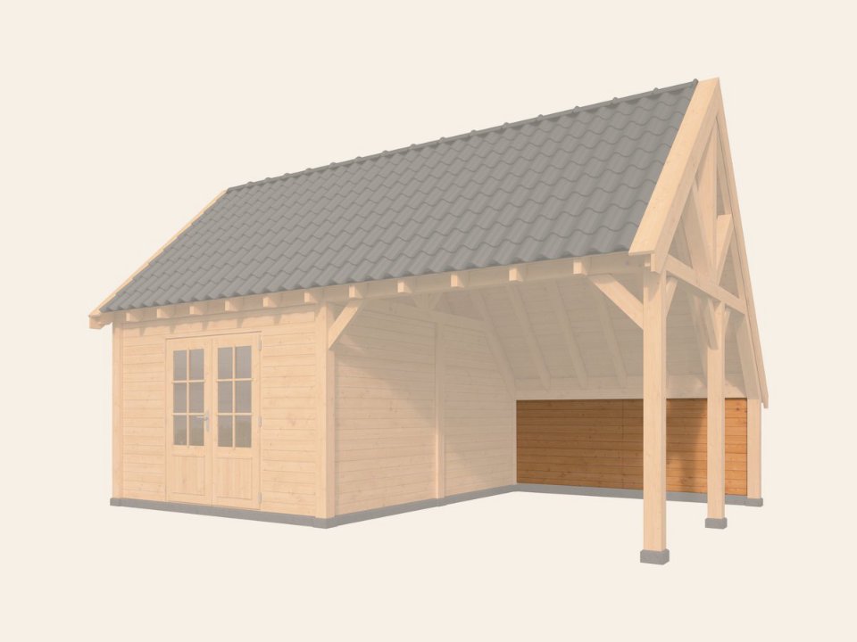 Wandmodule Type F, achterwand kapschuur- zweeds rabat Red Class Wood 300 × 140 cm