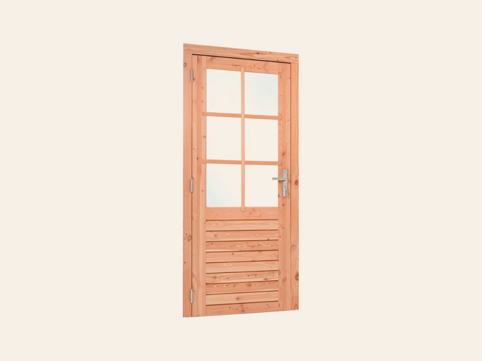 Red Class Wood enkele glas deur, 6-ruits LD Enkele glasdeur B1000 x H2050 mm buitenmaat (rvs beslagset)