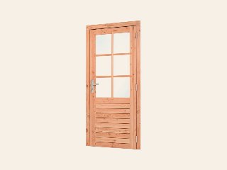 Red Class Wood enkele glas deur, 6-ruits RD Enkele glasdeur B1000 x H2050 mm buitenmaat (rvs beslagset)