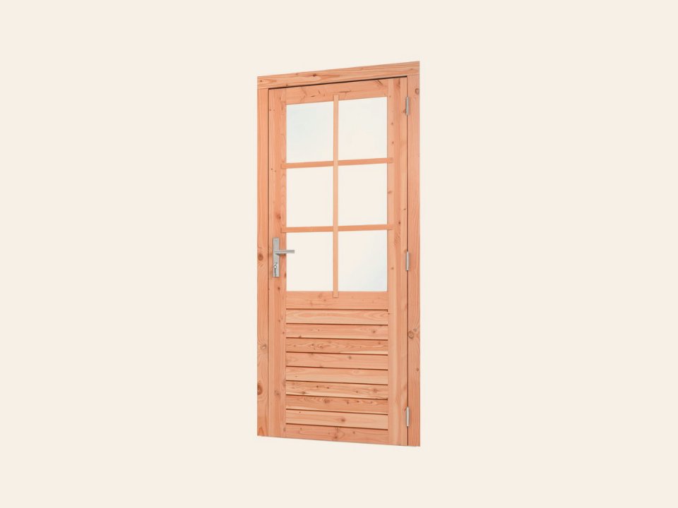 Red Class Wood enkele glas deur, 6-ruits RD Enkele glasdeur B1000 x H2050 mm buitenmaat (rvs beslagset)